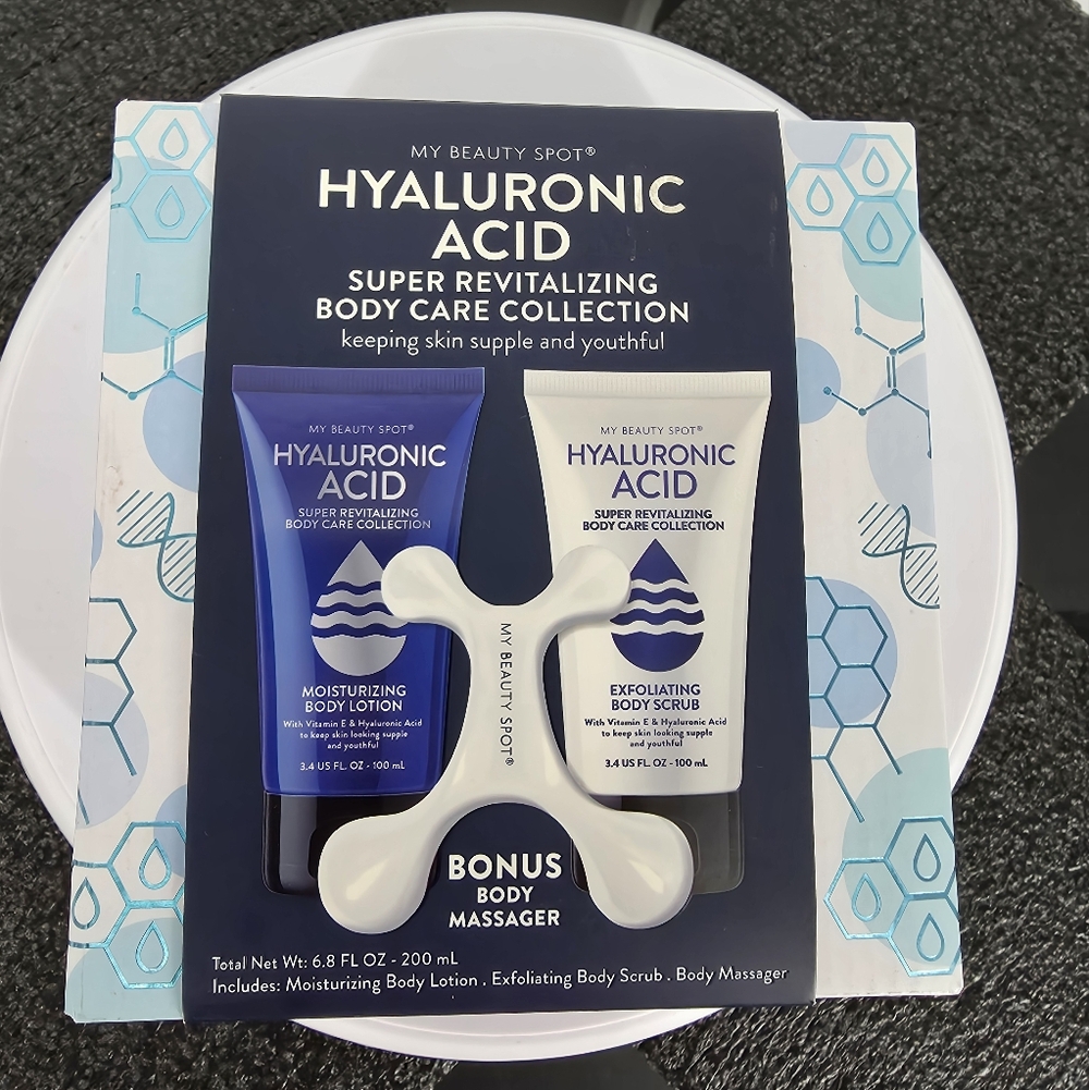 My Beauty Spot Hyaluronic Acid Body Care Set Lotion Scrub & Massager New
